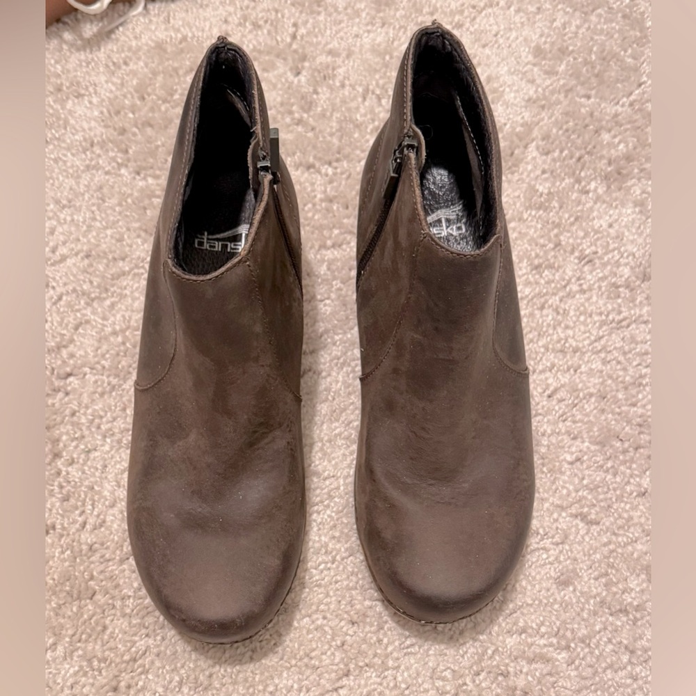 Dansko Brown Ankle Booties with Side Zip